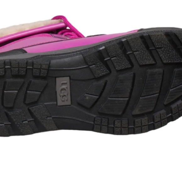 Ugg Butte Ii Crw Fuchsia Suede Sheepskin Snow Boots kids size 2 - Picture 4 of 6